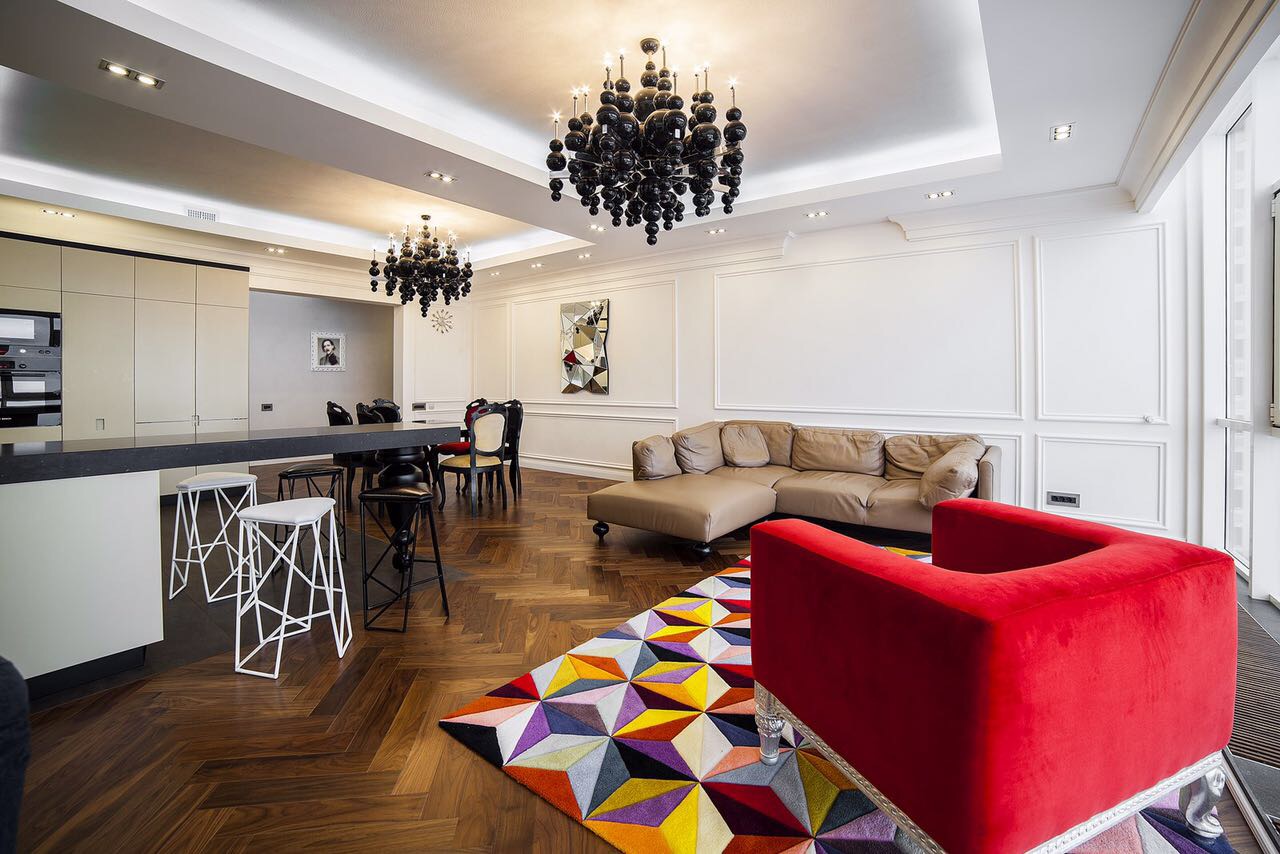 Velvet lounge with bespoke joinery